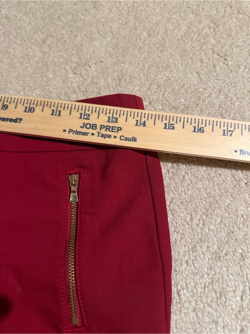 LOFT Julie Skinny Pants in Deep Red with Front Pocket Zippers - Picture 7 of 10